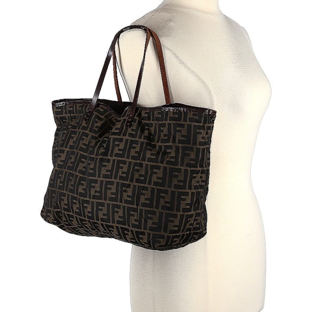 Fendi Black and Brown Monogram Tote with Attached Wallet
